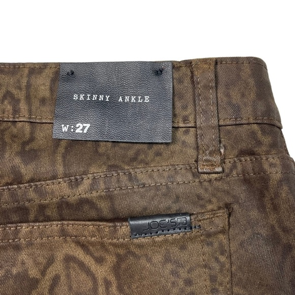 JOE'S COATED SNAKESKIN CHESTNUT BROWN SKINNY ANKLE JEANS - Picture 15 of 15